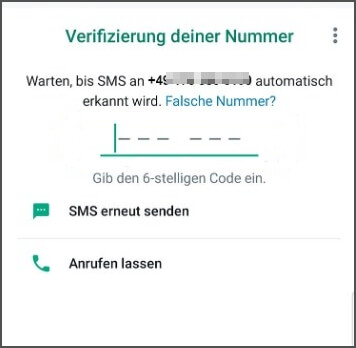 WhatsApp SMS-Code erhalten