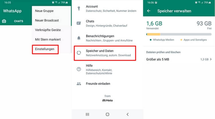 WhatsApp Speicher verwalten unter Android