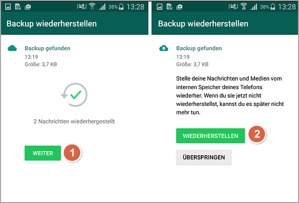 Bei WhatsApp mit den gleichen Details vom WhatsApp Google-Backup anmelden