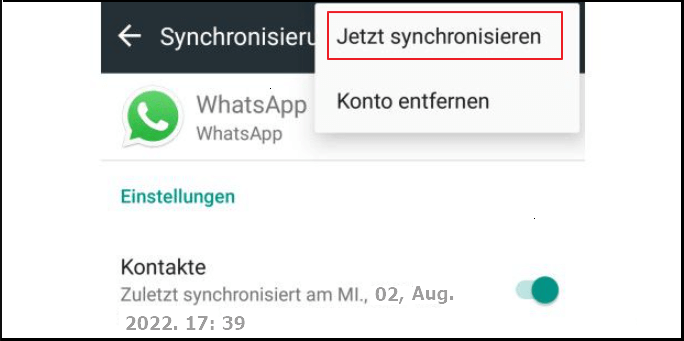 Whatsapp Kontakte synchronisieren