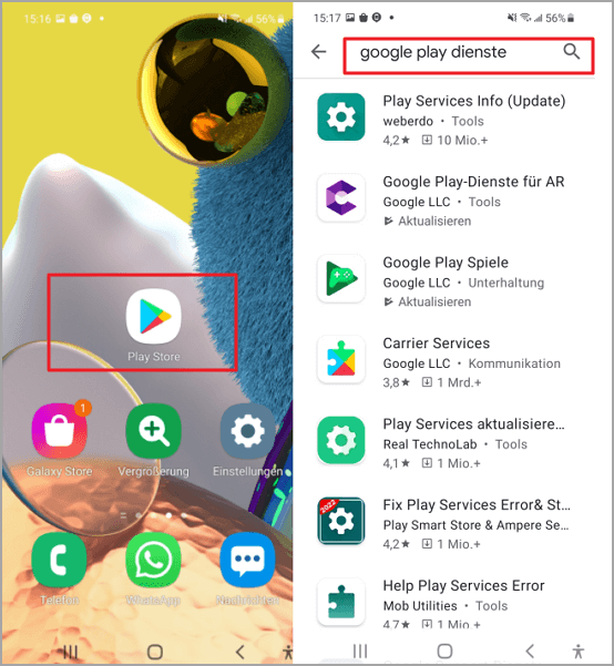 Google Play Dienste aktualisieren