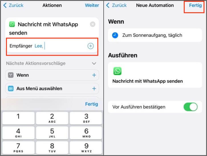 WhatsApp Nachricht zeitversetzt senden und planen
