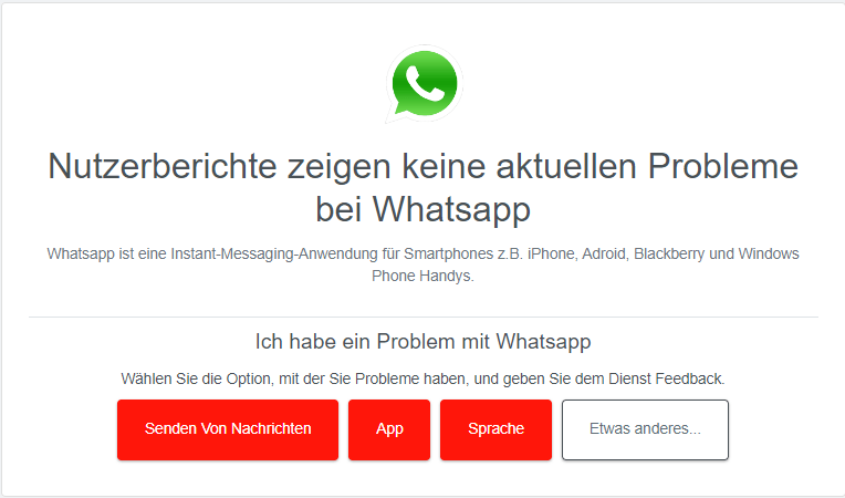 Benutzerberichte zu WhatsApp-Problemen