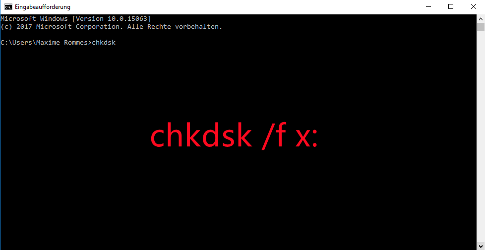 chkdsk /f Befehl eingeben Windows