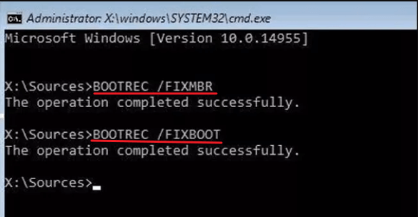 Befehl bootrec.exe /fixmbr in Windows durchführen