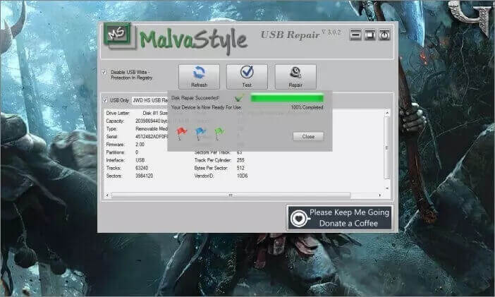 Usar MalvaStyle usb stick reparieren tool freeware