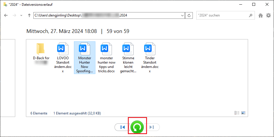 windows 10 gelöschten papierkorb wiederherstellen mit Dateiversionsverlauf