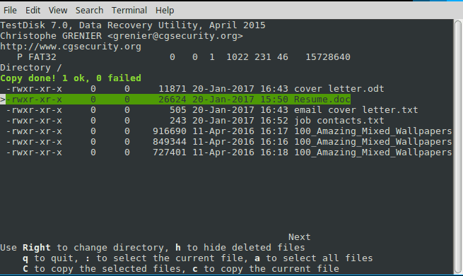 linux gelöschte datei mit Testdisk wiederherstellen
