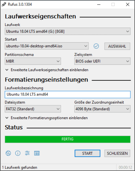 USB-Stick mit Formatierungs-Tool Rufus auf FAT32 formatieren