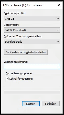 RAW Micro SD in NTFS oder FAT32 im Windows Datei-Explorer ändern