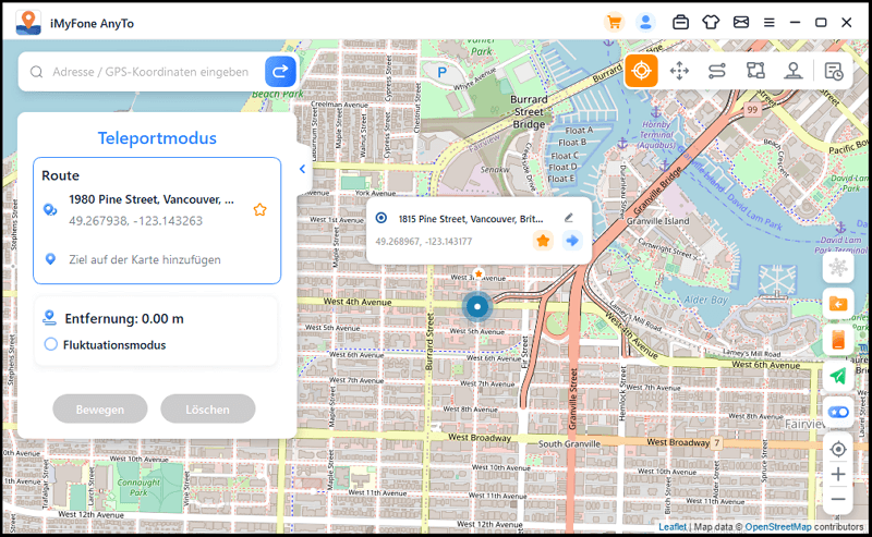  GPS-Standort mit einem Klick in AnyTo ändern