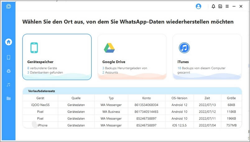 WhatsApp vom Gerätespeicher  wiederherstellen