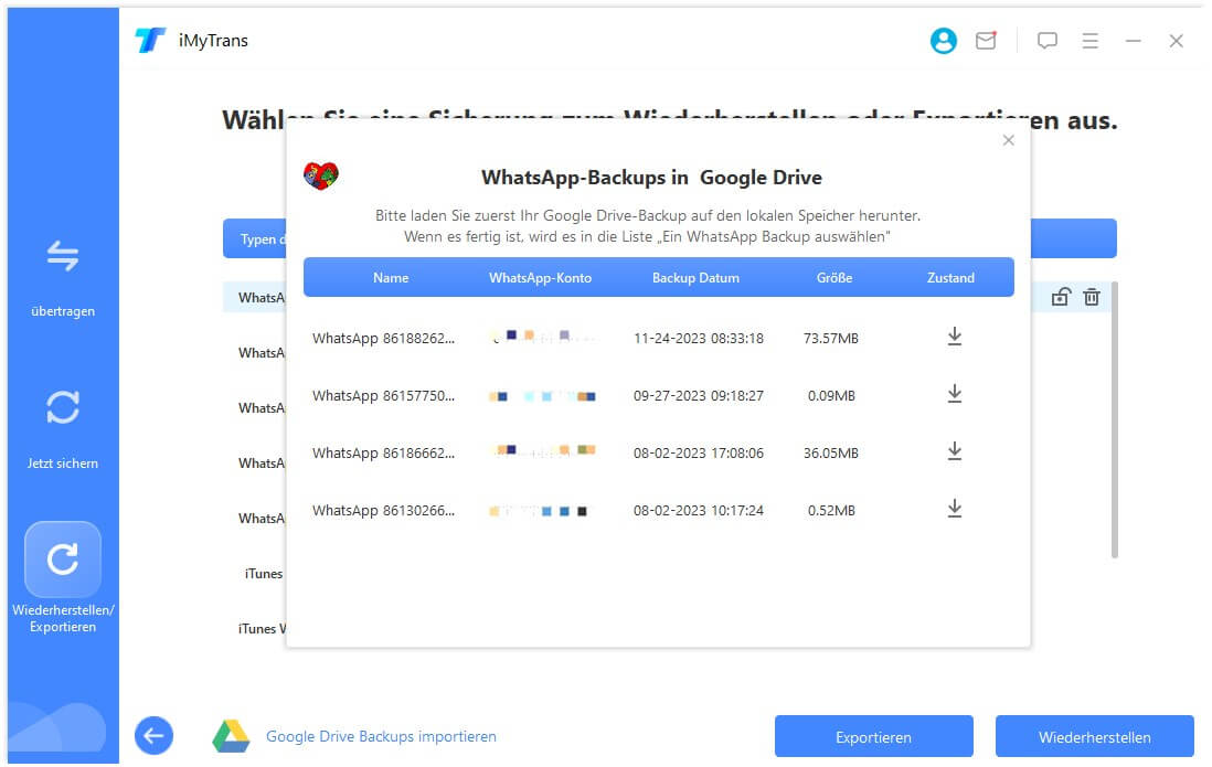 ein Backup von Google Drive zur Wiederherstellung herunterladen