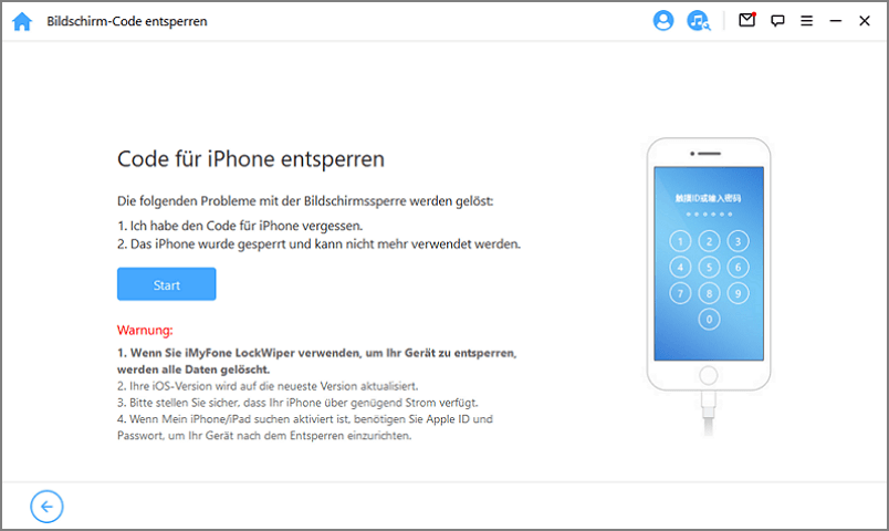 LockWiper öffnen, um gesperrtes iPhone zurückzusetzen