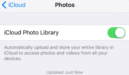 Make sure iCloud Phot Library is Turned on 
