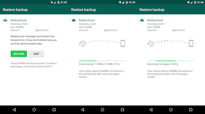 WhatsApp über Google Drive Backup wiederherstellen