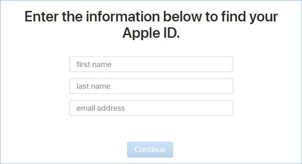 Apple ID über die Web-Seite finden