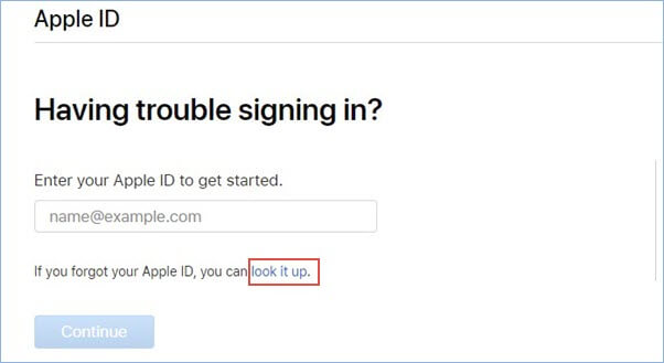 Information eingeben  um Apple-ID zurückzufinden