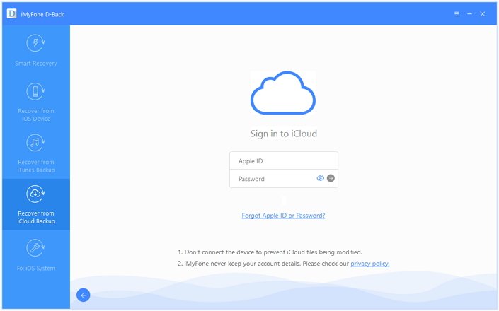 Fill in your iCloud account