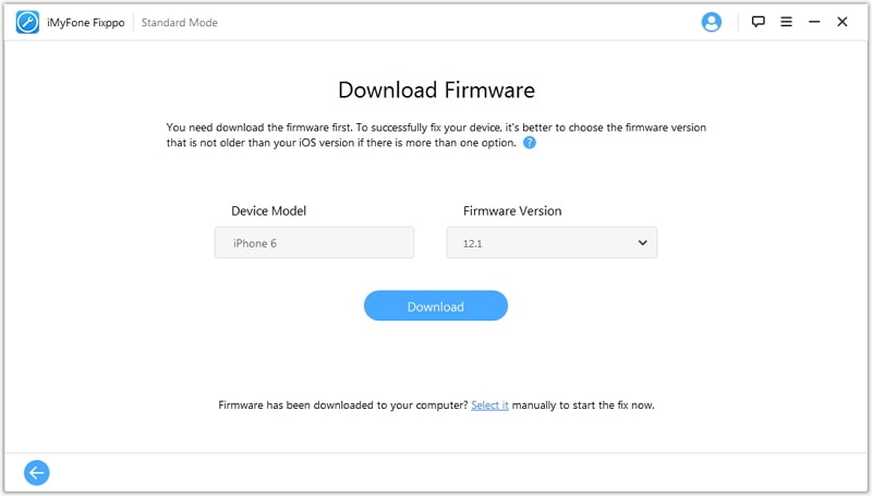 download firmware under Standard Mode