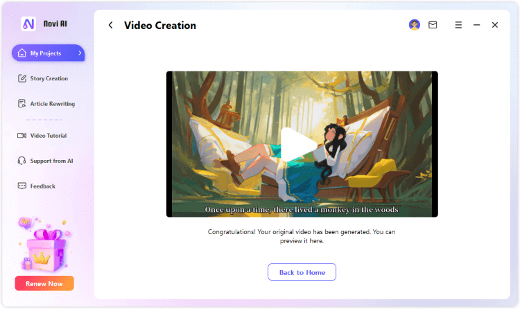  novi ai generate the video successfully