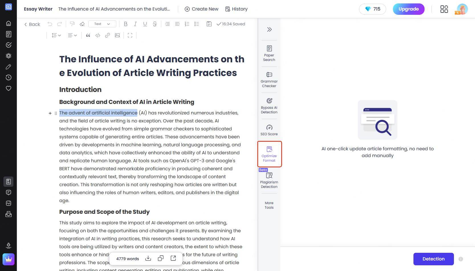 AI Paper Writing Interface