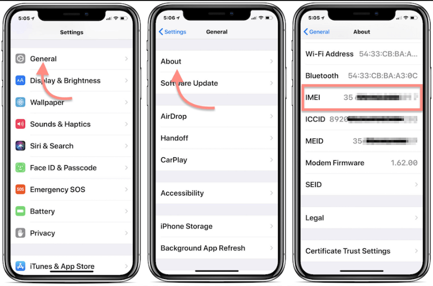 iphone xr imei number location