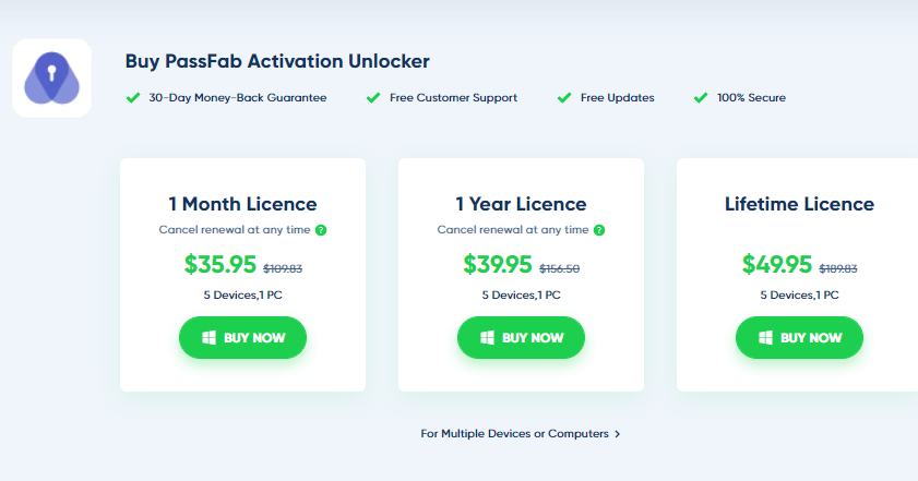 passfab activation unlocker price
