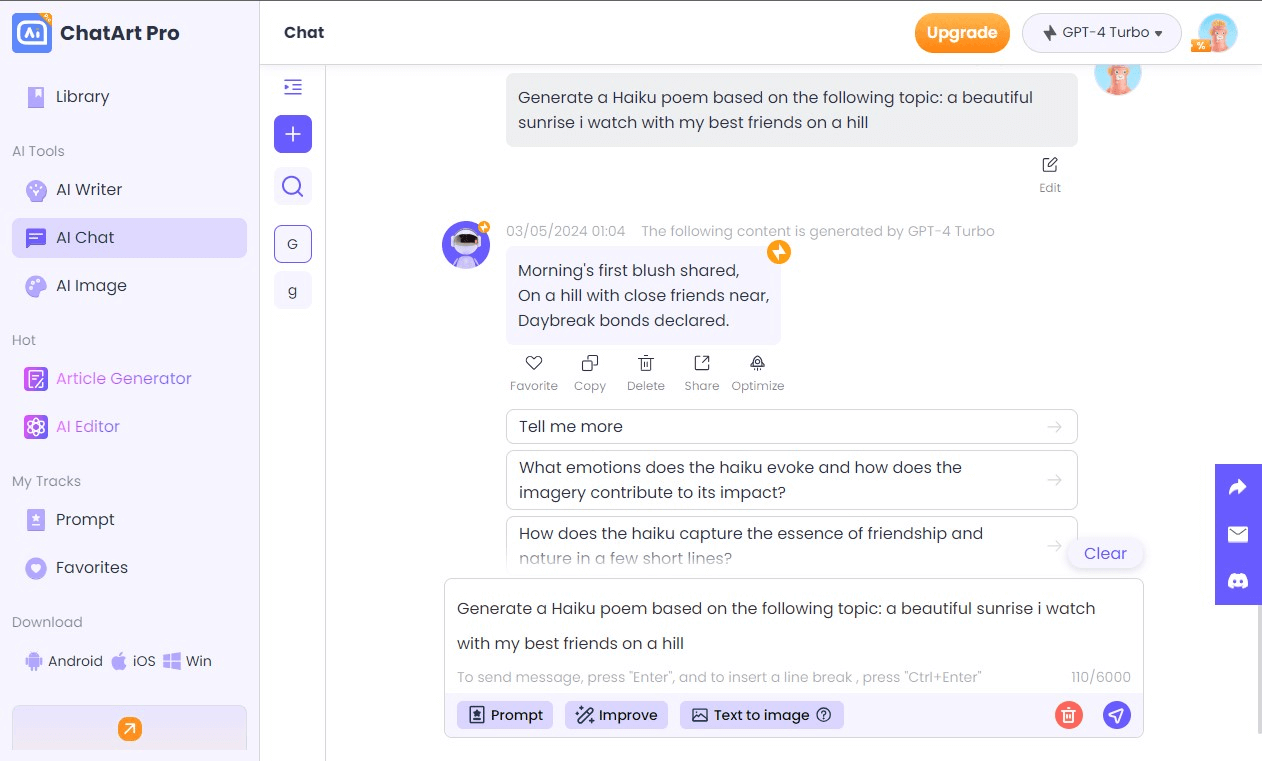 Get Haiku poem from AI Haiku poem generator