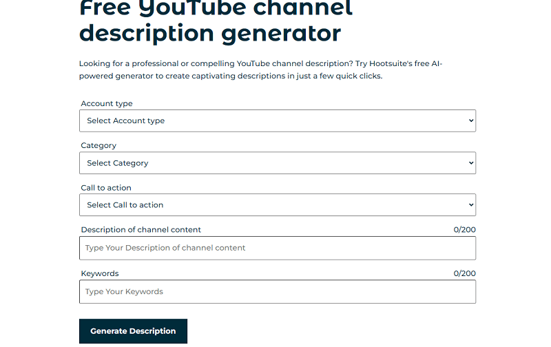 Free  Channel Description Generator