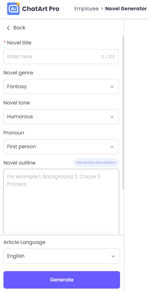 Input story-related content in the content window