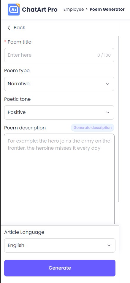 Input story related content to generate story with AI story writer