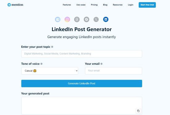 mention linkedin post generator