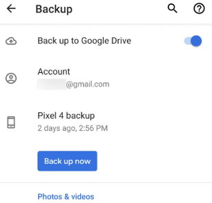 backup android to google