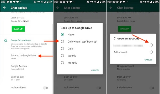 Back up Deleted Chats in WhatsApp to Google Drive