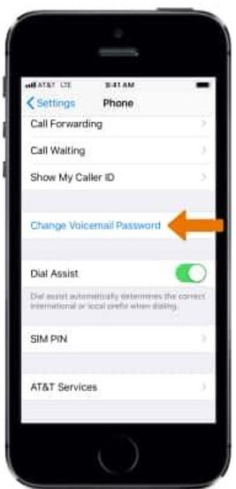 choose the change Voicemail password option