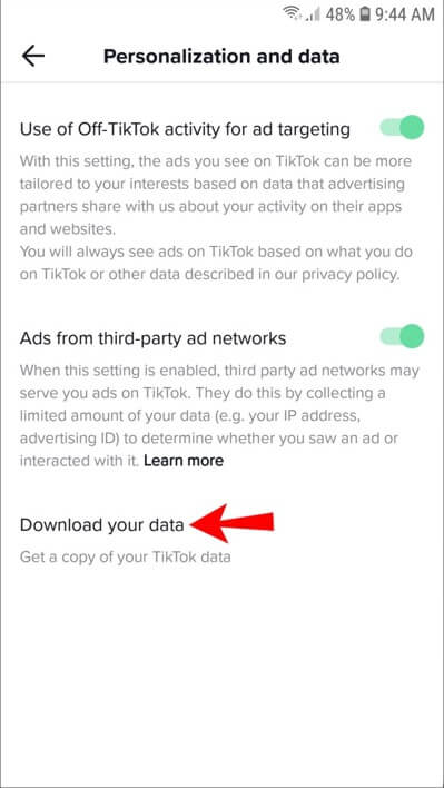 click Download Your Data