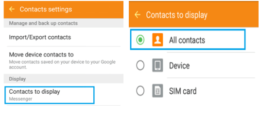 contact settings display contacts