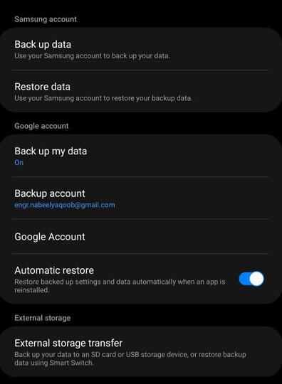 restore data from Android