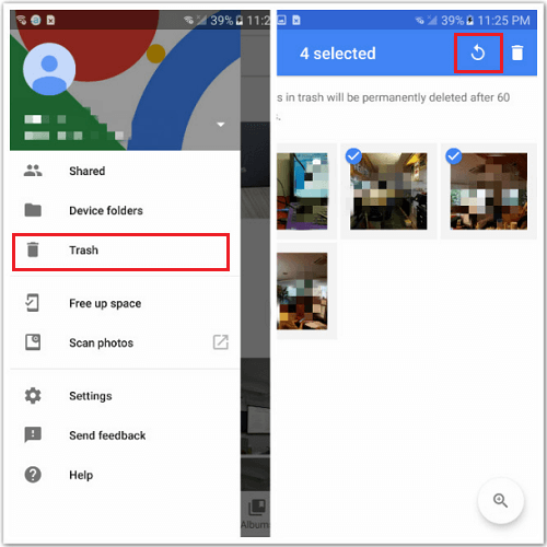 Google Photos Backup recover deleted videos
