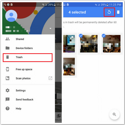 restore videos from google photos