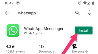 Install WhatsApp from Google Play Store