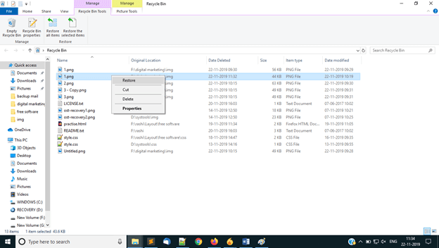 recover Deleted Pictures from Recycle Bin