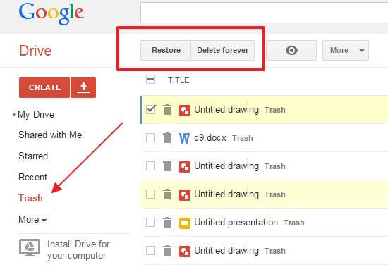 recover from google drive