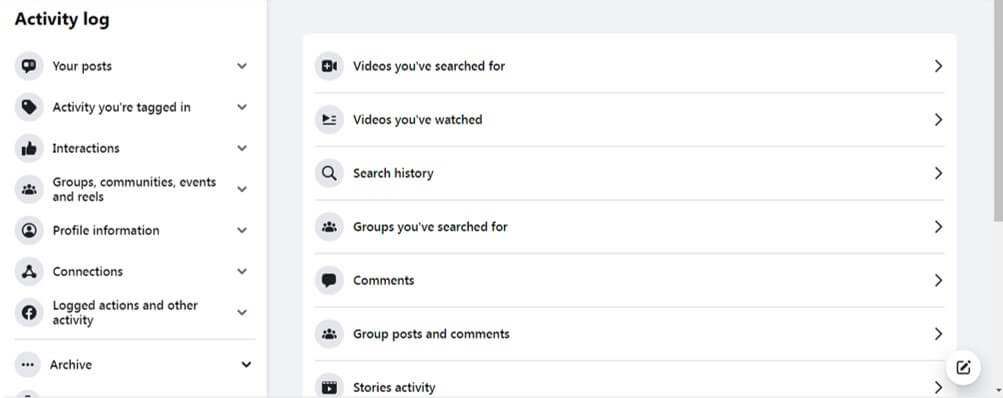 recover search history on Facebook