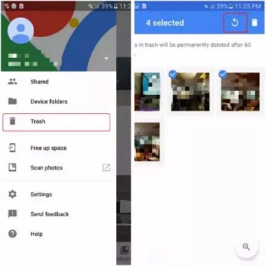 Recover WhatsApp images via Google photos