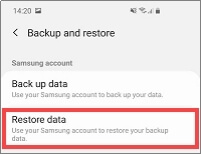 select the restore data