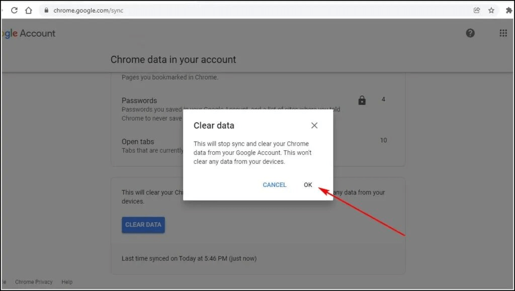 restore deleted bookmarks chrome by resetting-sync