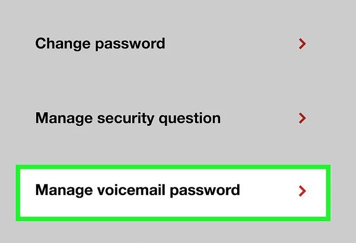 select manage voicemail password option