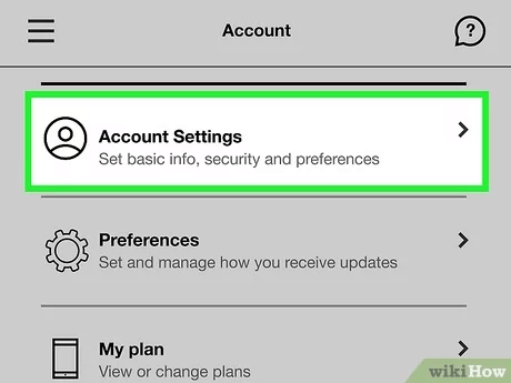 select the account settings option